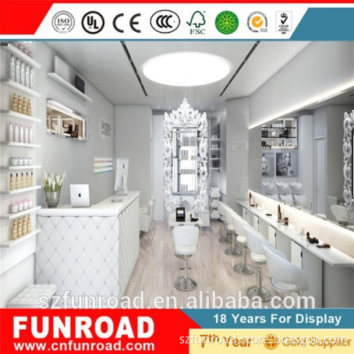 Modern Style Hair Salon Display Wood Cabinet Showcase With LED lights